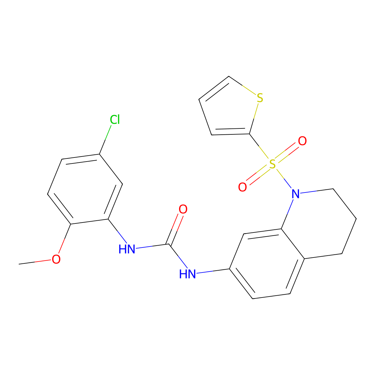 1-(5-Chloro-2-methoxyphenyl)-3-(1-(thiophen-2-ylsulfonyl)-1,2,3,4-tetrahydroquinolin-7-yl)urea molecular structure, CAS 1203332-09-5
