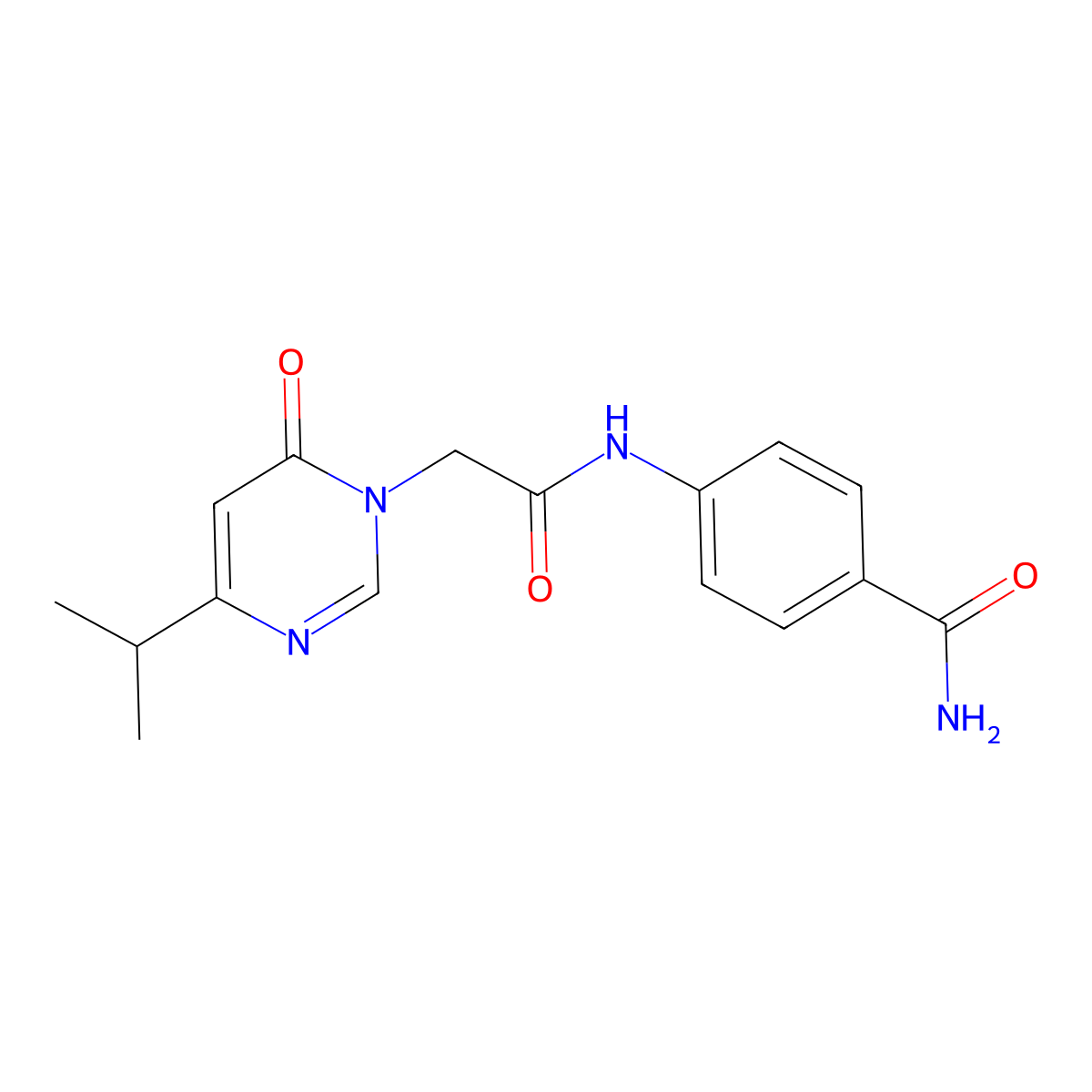 4-(2-(4-isopropyl-6-oxopyrimidin-1(6H)-yl)acetamido)benzamide molecular structure, CAS 1203332-54-0