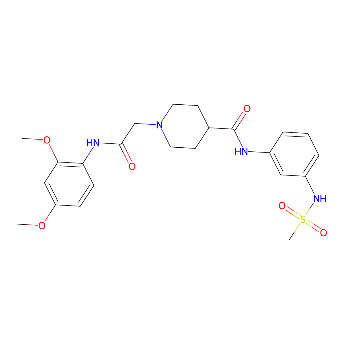1-{[(2,4-dimethoxyphenyl)carbamoyl]methyl}-N-(3-methanesulfonamidophenyl)piperidine-4-carboxamide molecular structure, CAS 1203332-62-0