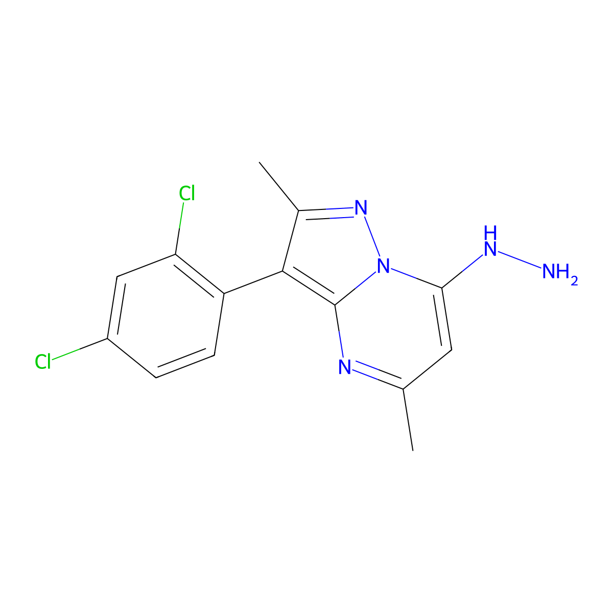 3-(2,4-Dichlorophenyl)-7-hydrazinyl-2,5-dimethylpyrazolo[1,5-a]pyrimidine molecular structure, CAS 1203333-63-4
