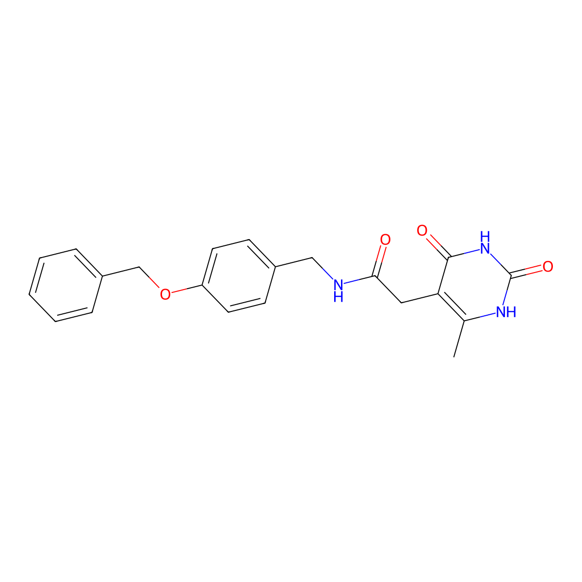 N-(4-(benzyloxy)benzyl)-2-(6-methyl-2,4-dioxo-1,2,3,4-tetrahydropyrimidin-5-yl)acetamide molecular structure, CAS 1203334-07-9
