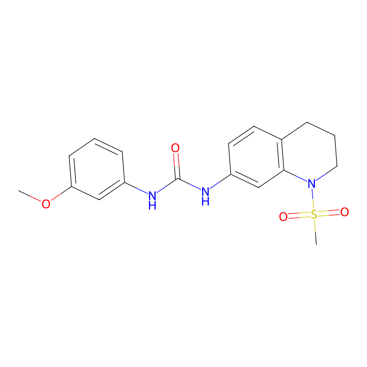 1-(3-Methoxyphenyl)-3-(1-(methylsulfonyl)-1,2,3,4-tetrahydroquinolin-7-yl)urea molecular structure, CAS 1203334-42-2
