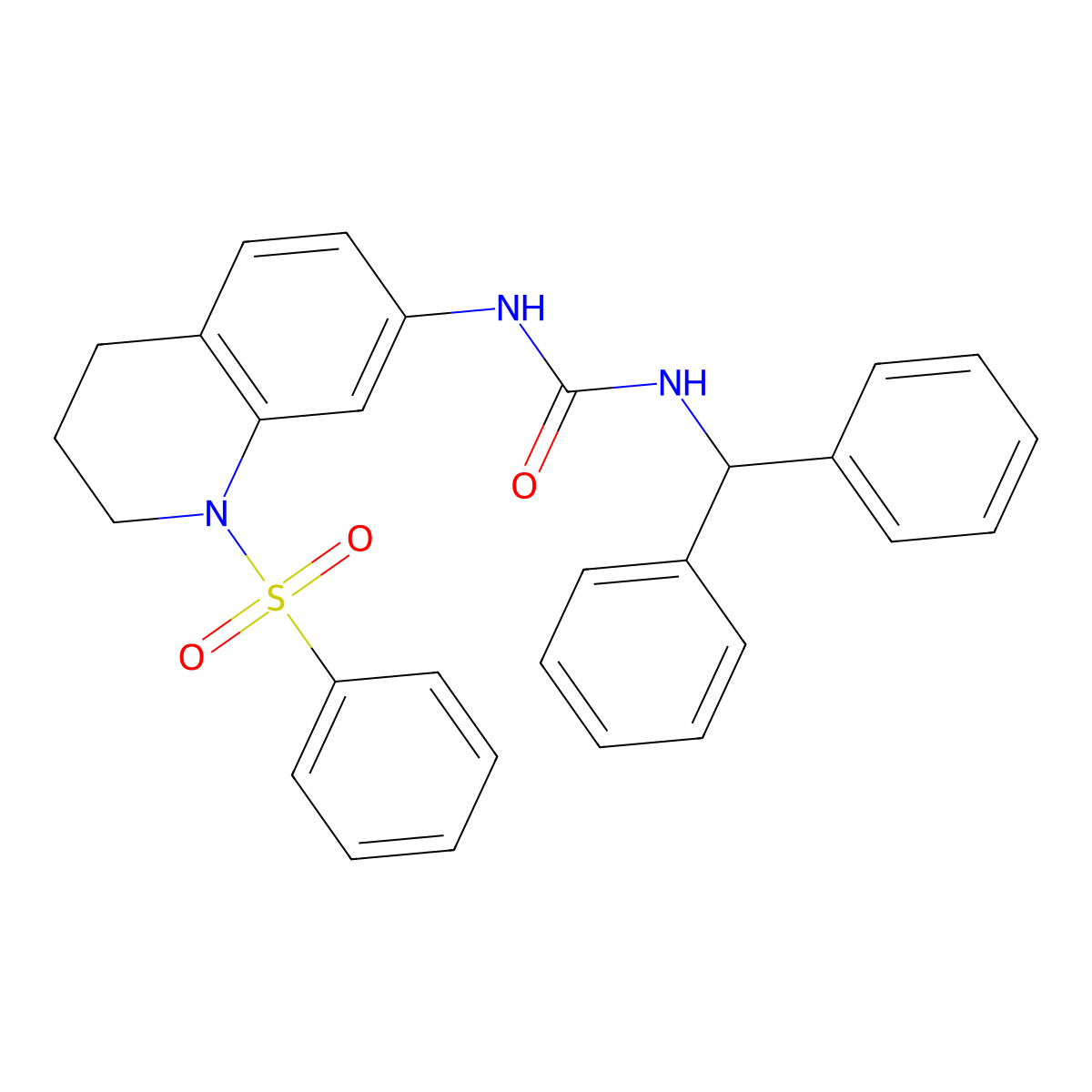 1-Benzhydryl-3-(1-(phenylsulfonyl)-1,2,3,4-tetrahydroquinolin-7-yl)urea molecular structure, CAS 1203334-74-0