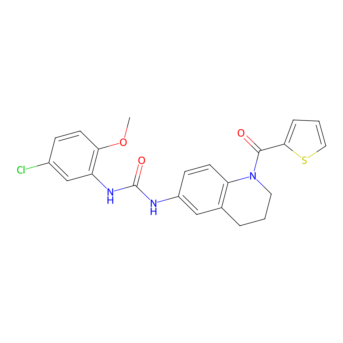 1-(5-Chloro-2-methoxyphenyl)-3-[1-(thiophene-2-carbonyl)-1,2,3,4-tetrahydroquinolin-6-yl]urea molecular structure, CAS 1203336-41-7