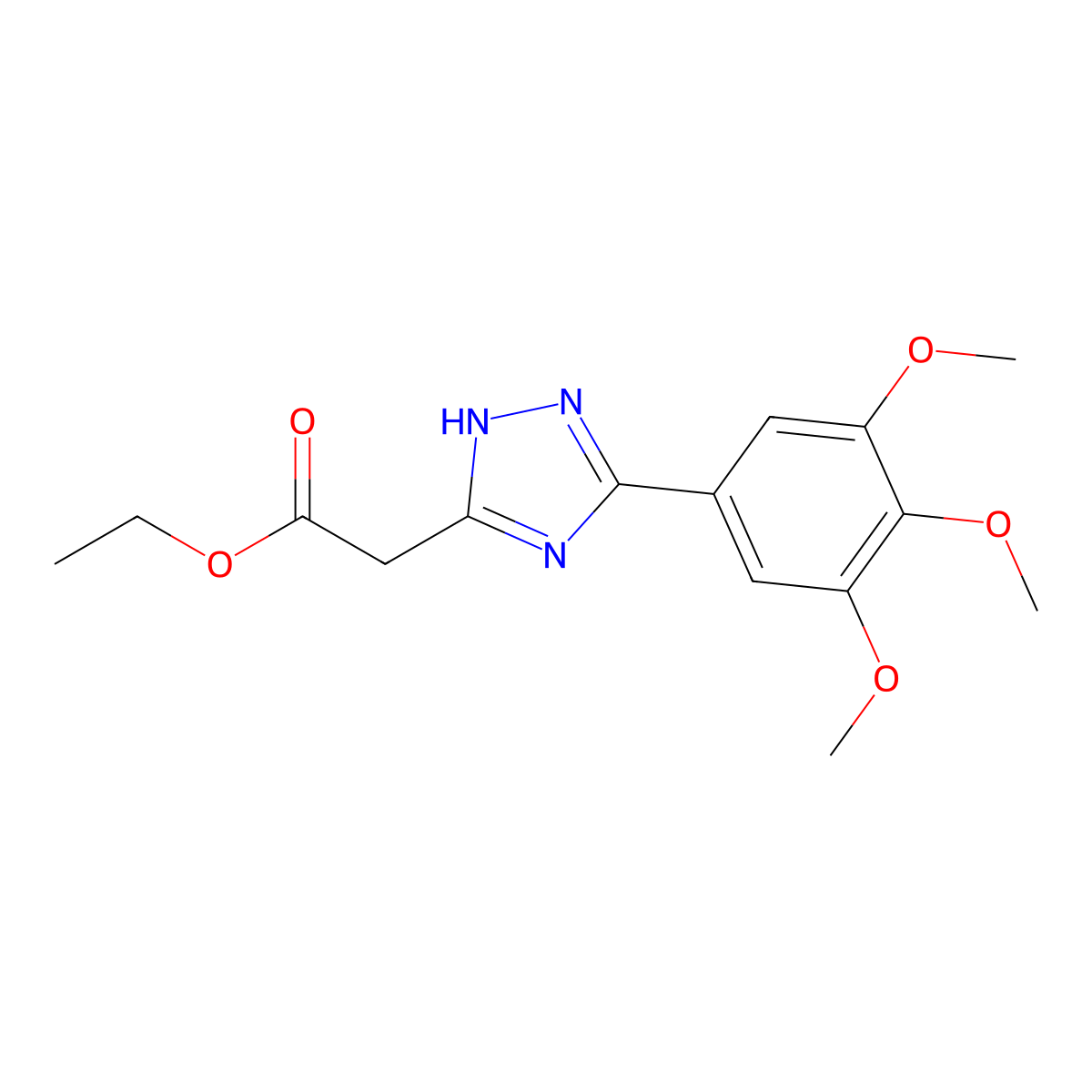 ethyl 2-[3-(3,4,5-trimethoxyphenyl)-1H-1,2,4-triazol-5-yl]acetate molecular structure, CAS 1203337-54-5