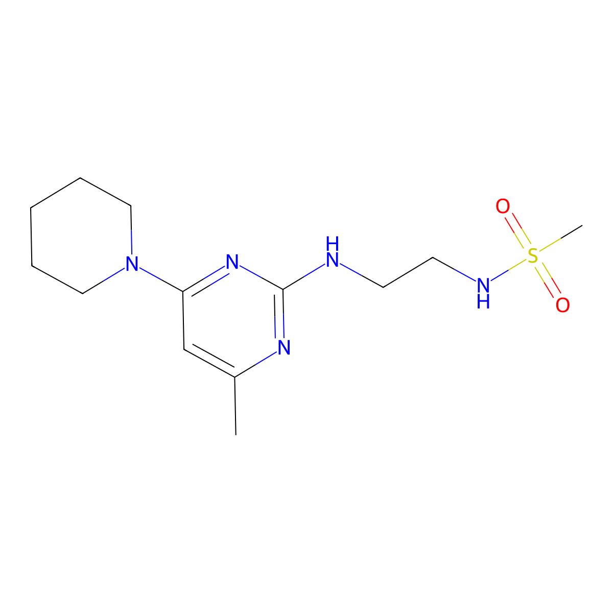 N-(2-{[4-methyl-6-(piperidin-1-yl)pyrimidin-2-yl]amino}ethyl)methanesulfonamide molecular structure, CAS 1203337-74-9