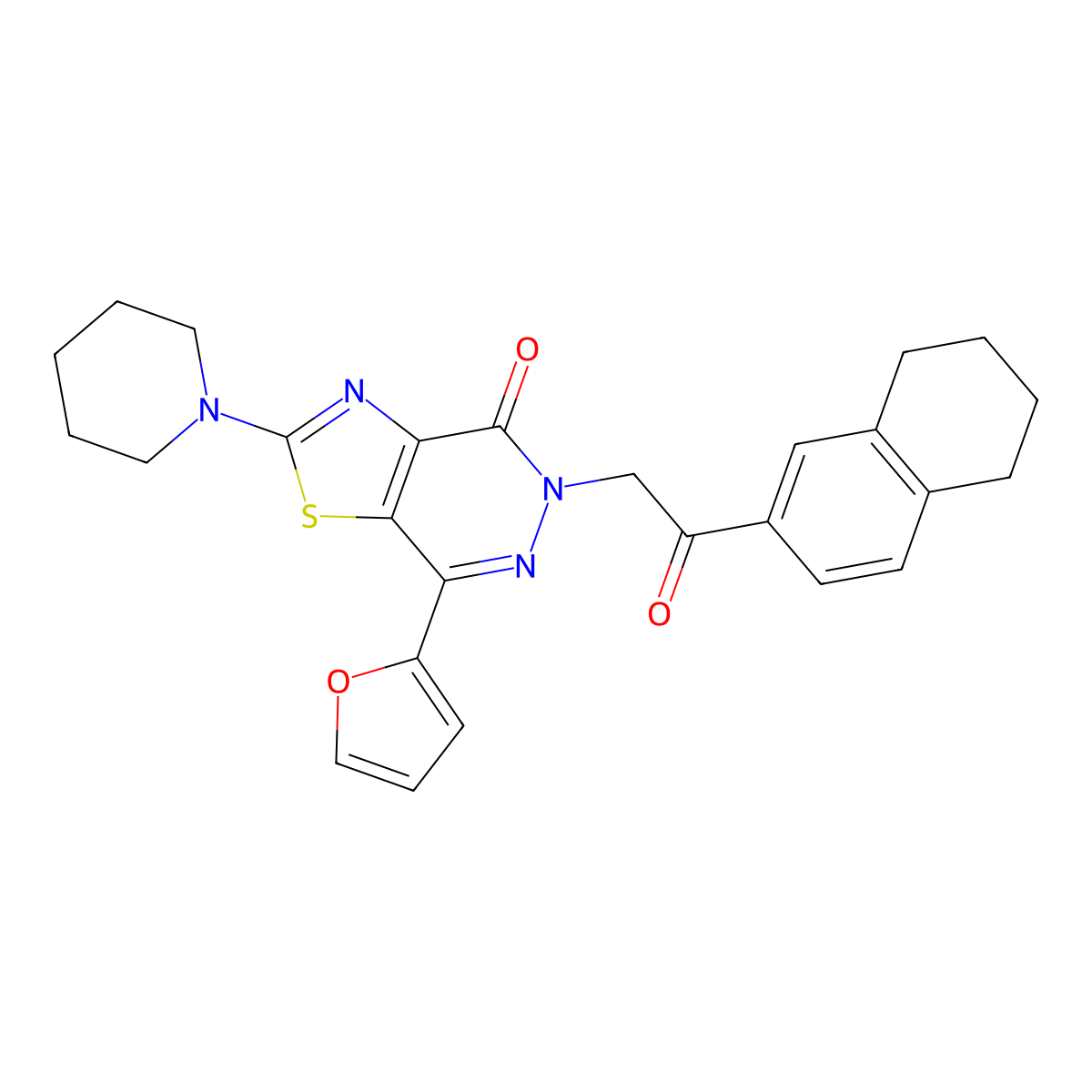 7-(furan-2-yl)-5-(2-oxo-2-(5,6,7,8-tetrahydronaphthalen-2-yl)ethyl)-2-(piperidin-1-yl)thiazolo[4,5-d]pyridazin-4(5H)-one molecular structure, CAS 1203338-33-3
