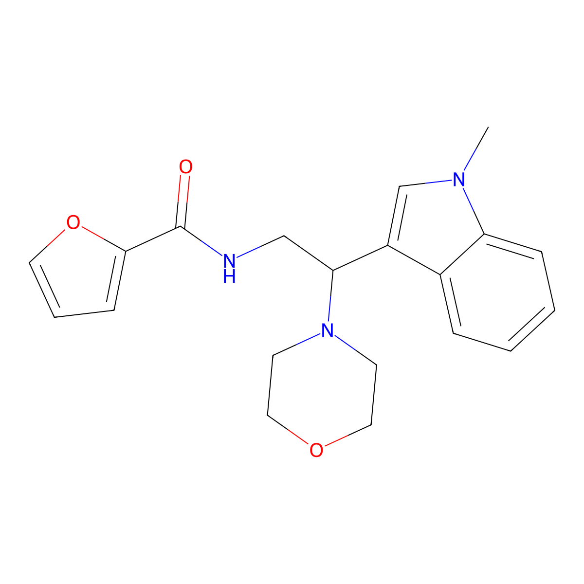 N-(2-(1-methyl-1H-indol-3-yl)-2-morpholinoethyl)furan-2-carboxamide molecular structure, CAS 1203341-83-6