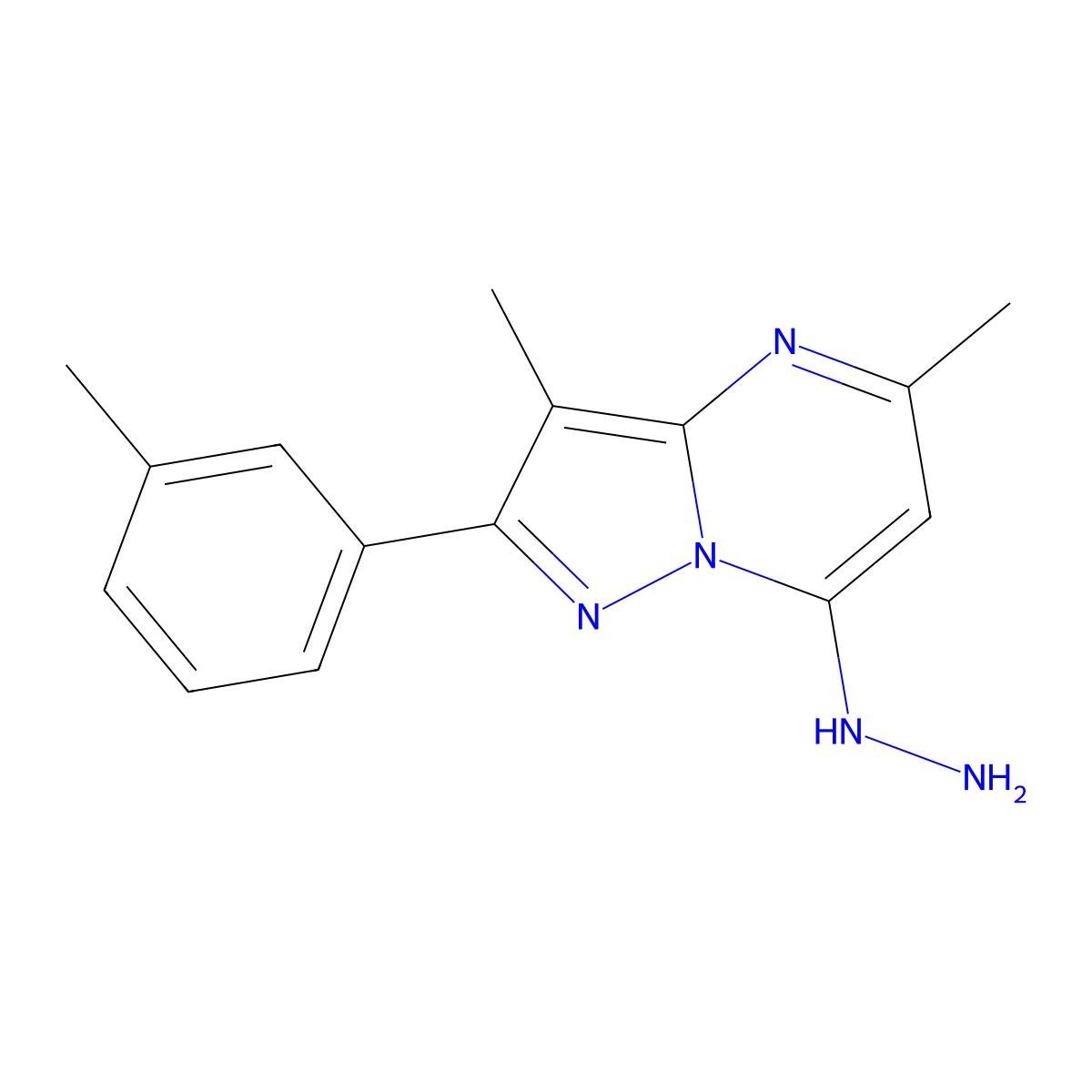 7-Hydrazino-3,5-dimethyl-2-(3-methylphenyl)pyrazolo[1,5-a]pyrimidine molecular structure, CAS 1203342-00-0