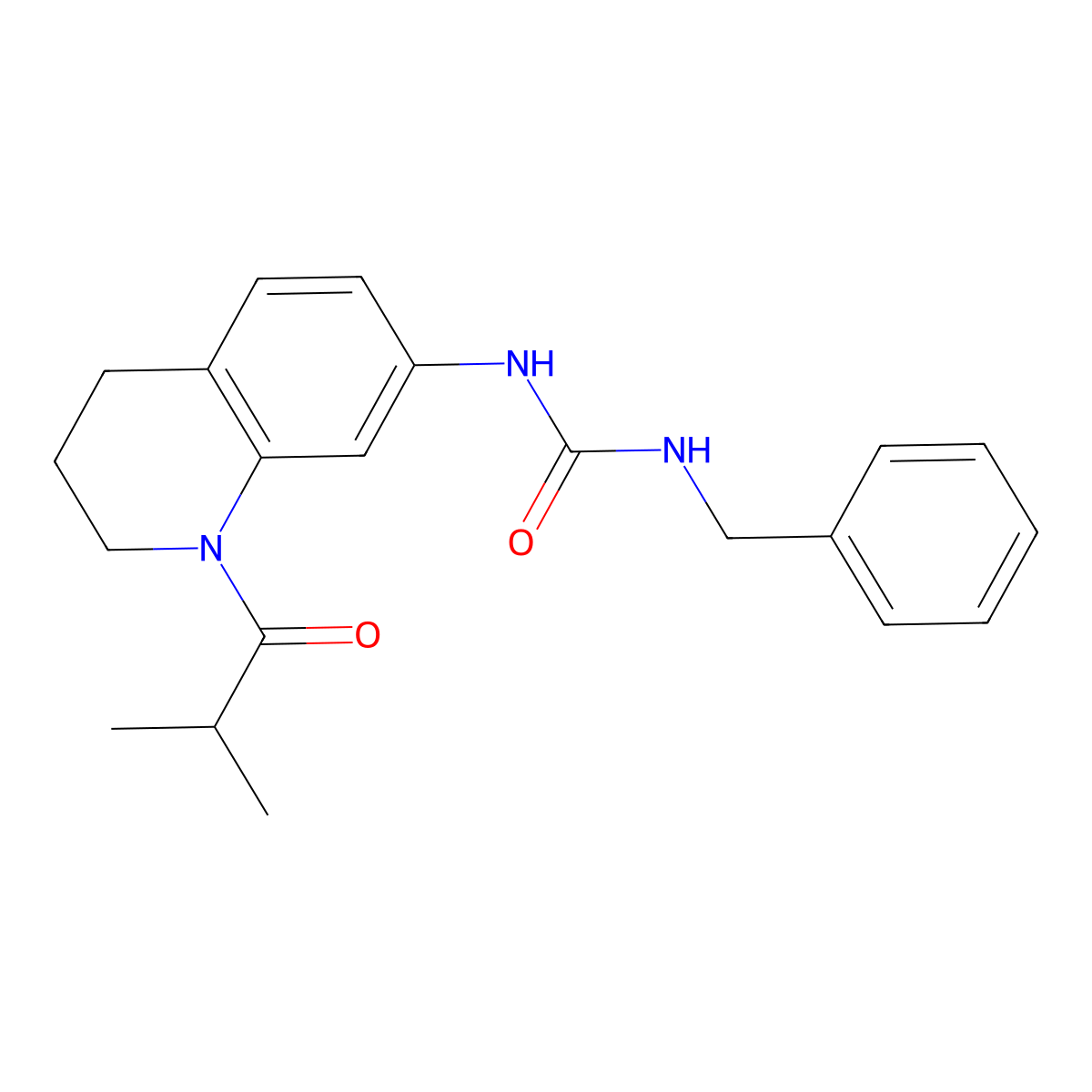 1-Benzyl-3-(1-isobutyryl-1,2,3,4-tetrahydroquinolin-7-yl)urea molecular structure, CAS 1203343-10-5