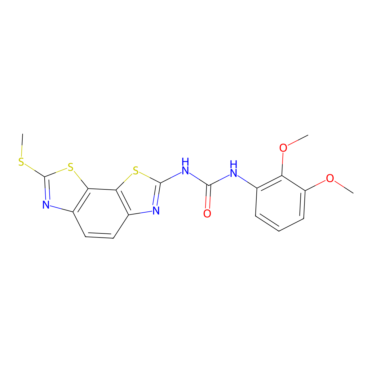 1-(2,3-Dimethoxyphenyl)-3-[11-(methylsulfanyl)-3,12-dithia-5,10-diazatricyclo[7.3.0.0^{2,6}]dodeca-1(9),2(6),4,7,10-pentaen-4-yl]urea molecular structure, CAS 1203343-55-8