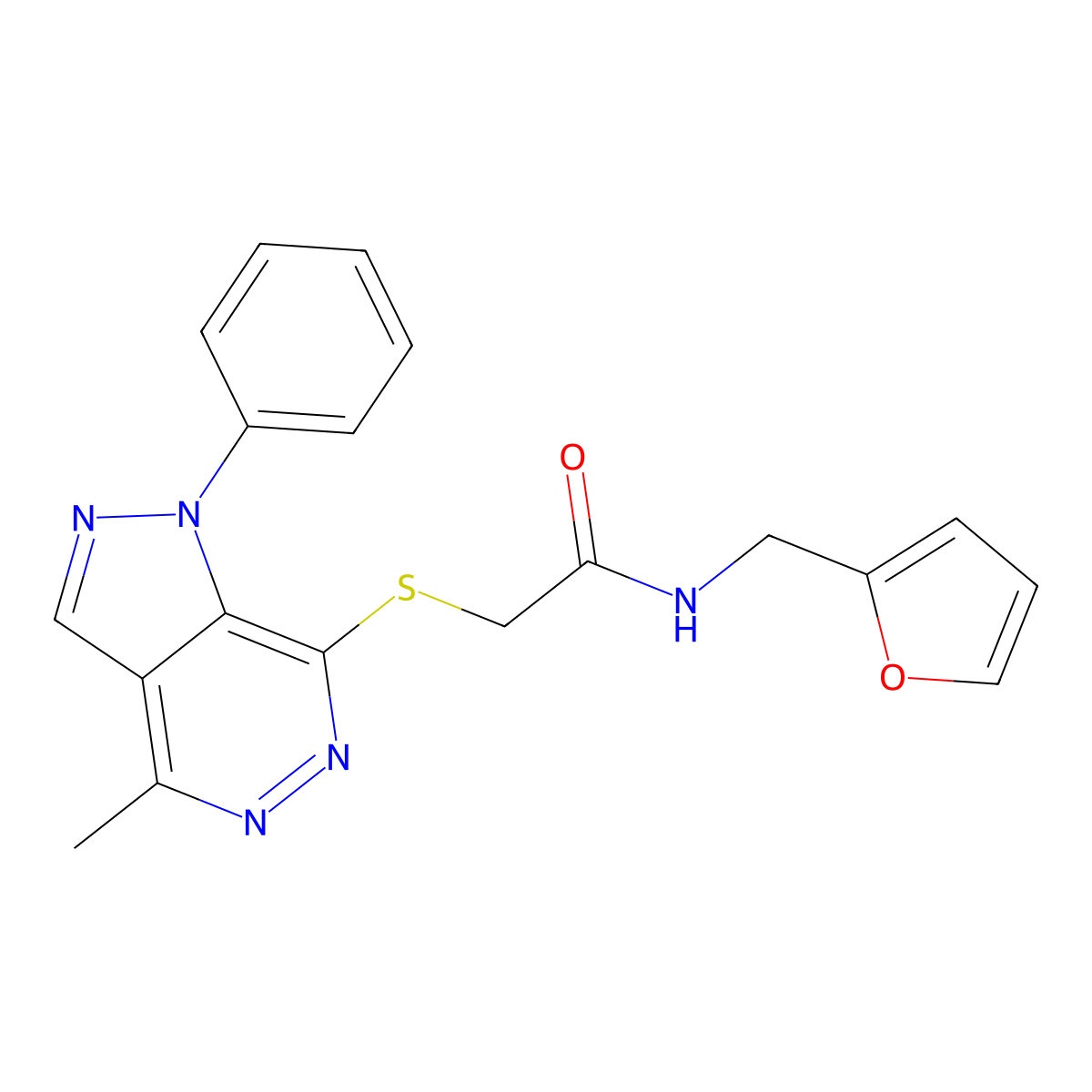 N-(furan-2-ylmethyl)-2-((4-methyl-1-phenyl-1H-pyrazolo[3,4-d]pyridazin-7-yl)thio)acetamide molecular structure, CAS 1203344-14-2