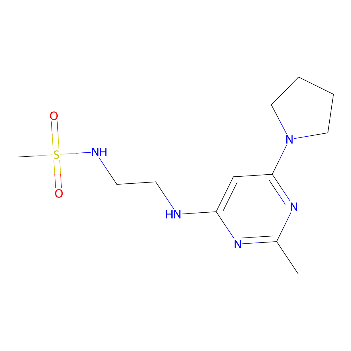 N-(2-{[2-methyl-6-(pyrrolidin-1-yl)pyrimidin-4-yl]amino}ethyl)methanesulfonamide molecular structure, CAS 1203344-80-2