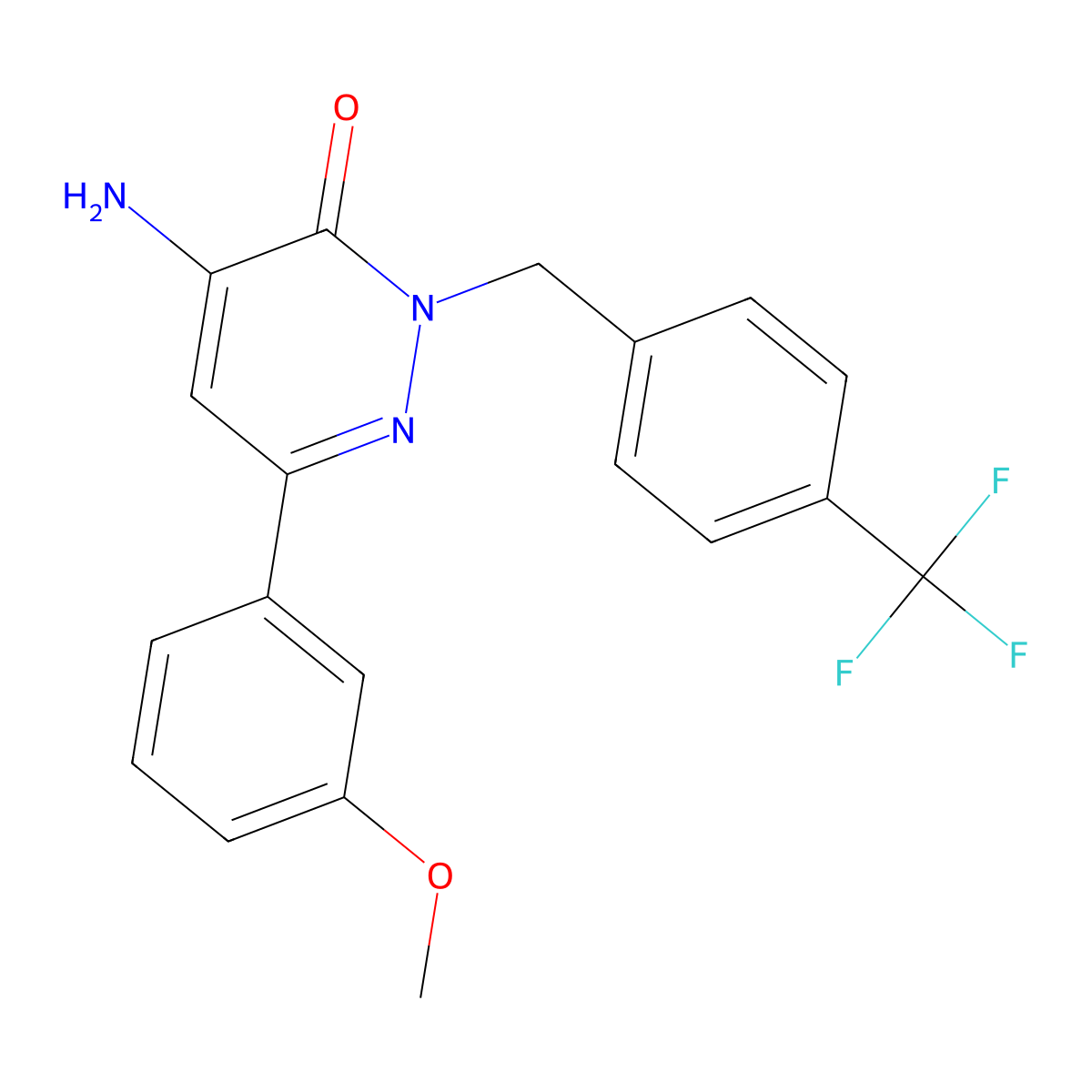 4-amino-6-(3-methoxyphenyl)-2-(4-(trifluoromethyl)benzyl)pyridazin-3(2H)-one molecular structure, CAS 1203345-54-3