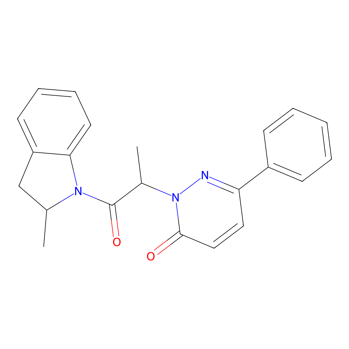 2-[1-(2-methyl-2,3-dihydro-1H-indol-1-yl)-1-oxopropan-2-yl]-6-phenyl-2,3-dihydropyridazin-3-one molecular structure, CAS 1203347-02-7