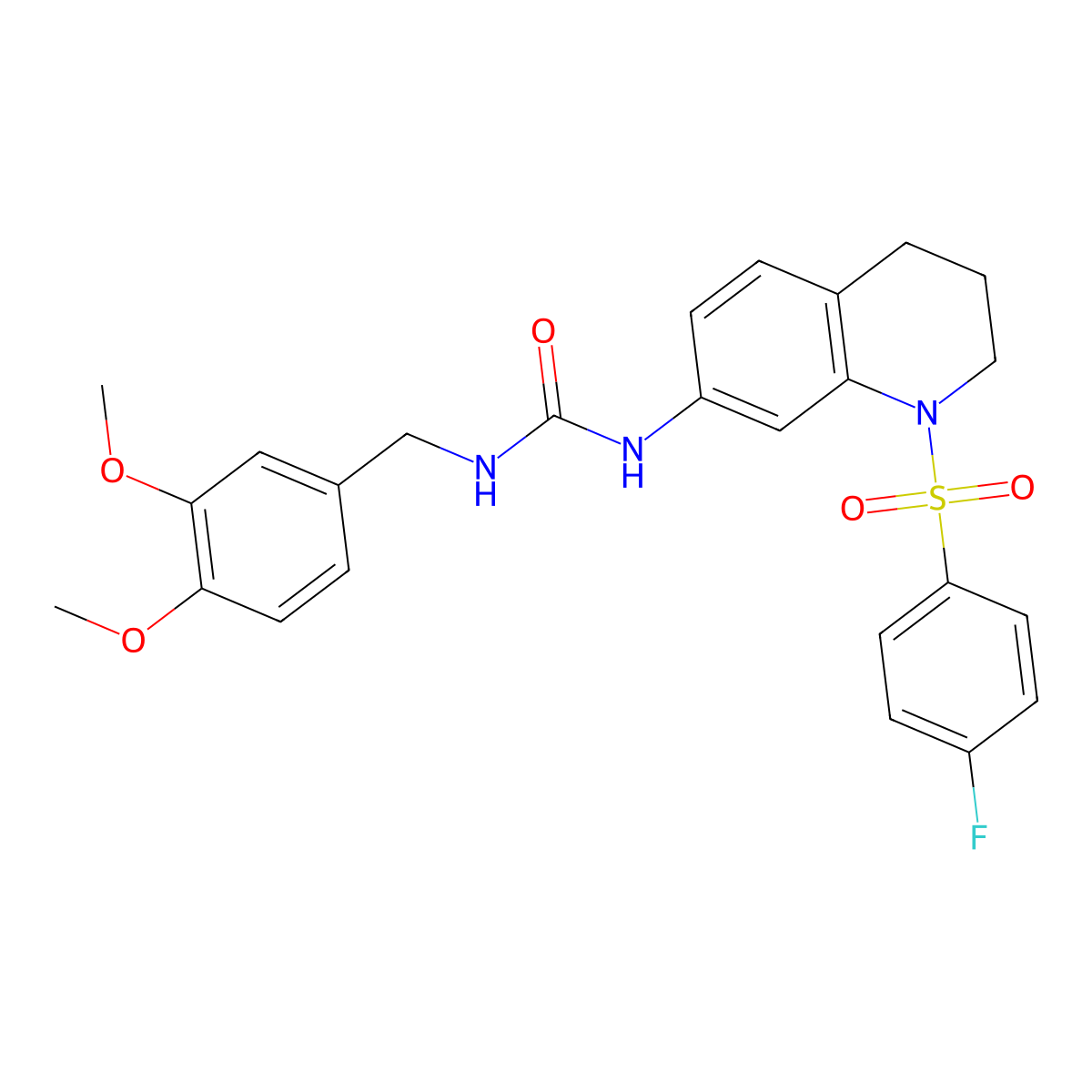 1-(3,4-Dimethoxybenzyl)-3-(1-((4-fluorophenyl)sulfonyl)-1,2,3,4-tetrahydroquinolin-7-yl)urea molecular structure, CAS 1203347-05-0