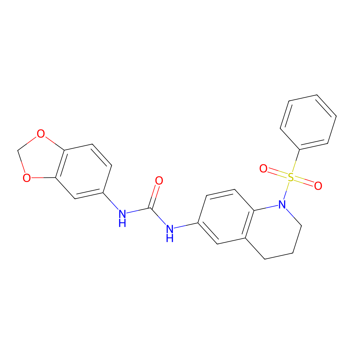 1-(Benzo[d][1,3]dioxol-5-yl)-3-(1-(phenylsulfonyl)-1,2,3,4-tetrahydroquinolin-6-yl)urea molecular structure, CAS 1203347-08-3