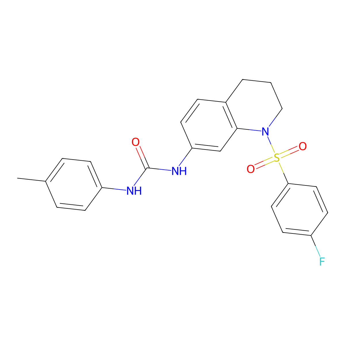 1-(1-((4-Fluorophenyl)sulfonyl)-1,2,3,4-tetrahydroquinolin-7-yl)-3-(p-tolyl)urea molecular structure, CAS 1203347-54-9