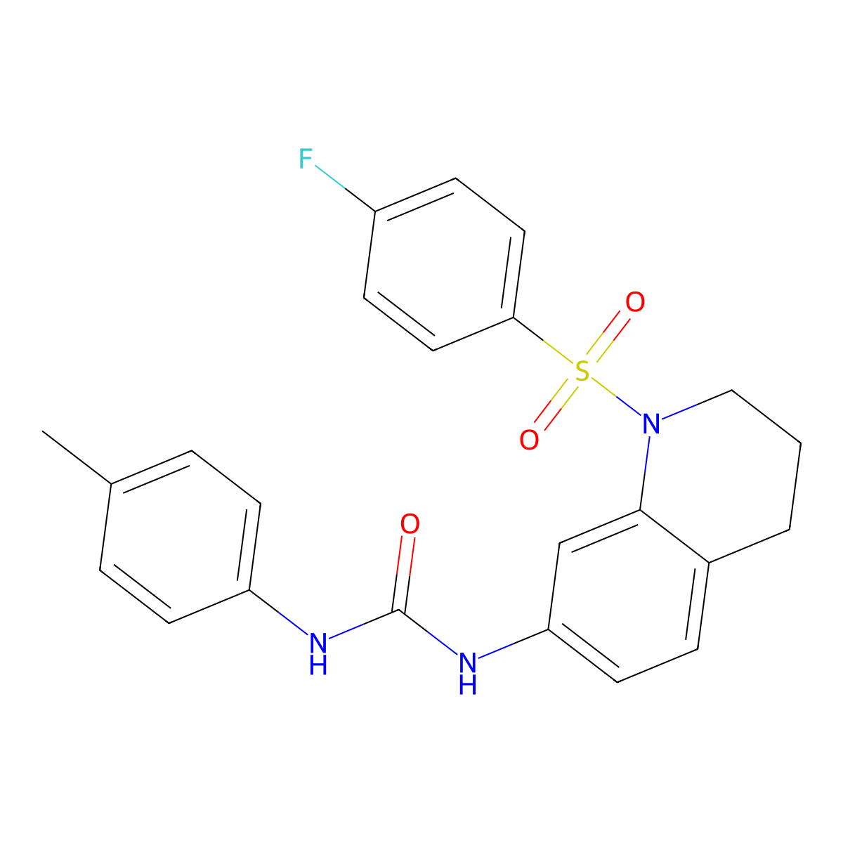 1-(1-((4-Fluorophenyl)sulfonyl)-1,2,3,4-tetrahydroquinolin-7-yl)-3-(p-tolyl)urea molecular structure, CAS 1203347-54-9