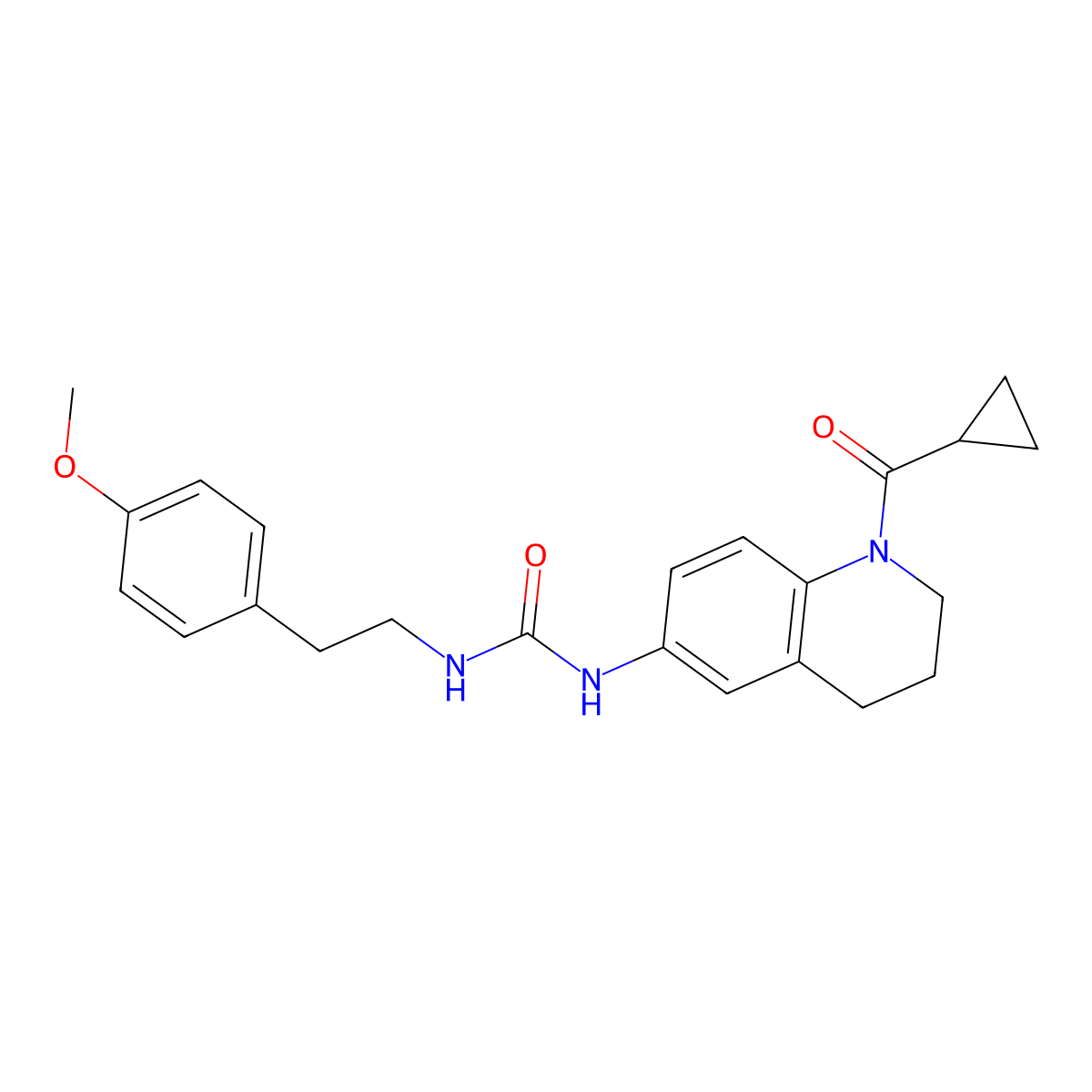 1-(1-(Cyclopropanecarbonyl)-1,2,3,4-tetrahydroquinolin-6-yl)-3-(4-methoxyphenethyl)urea molecular structure, CAS 1203352-26-4