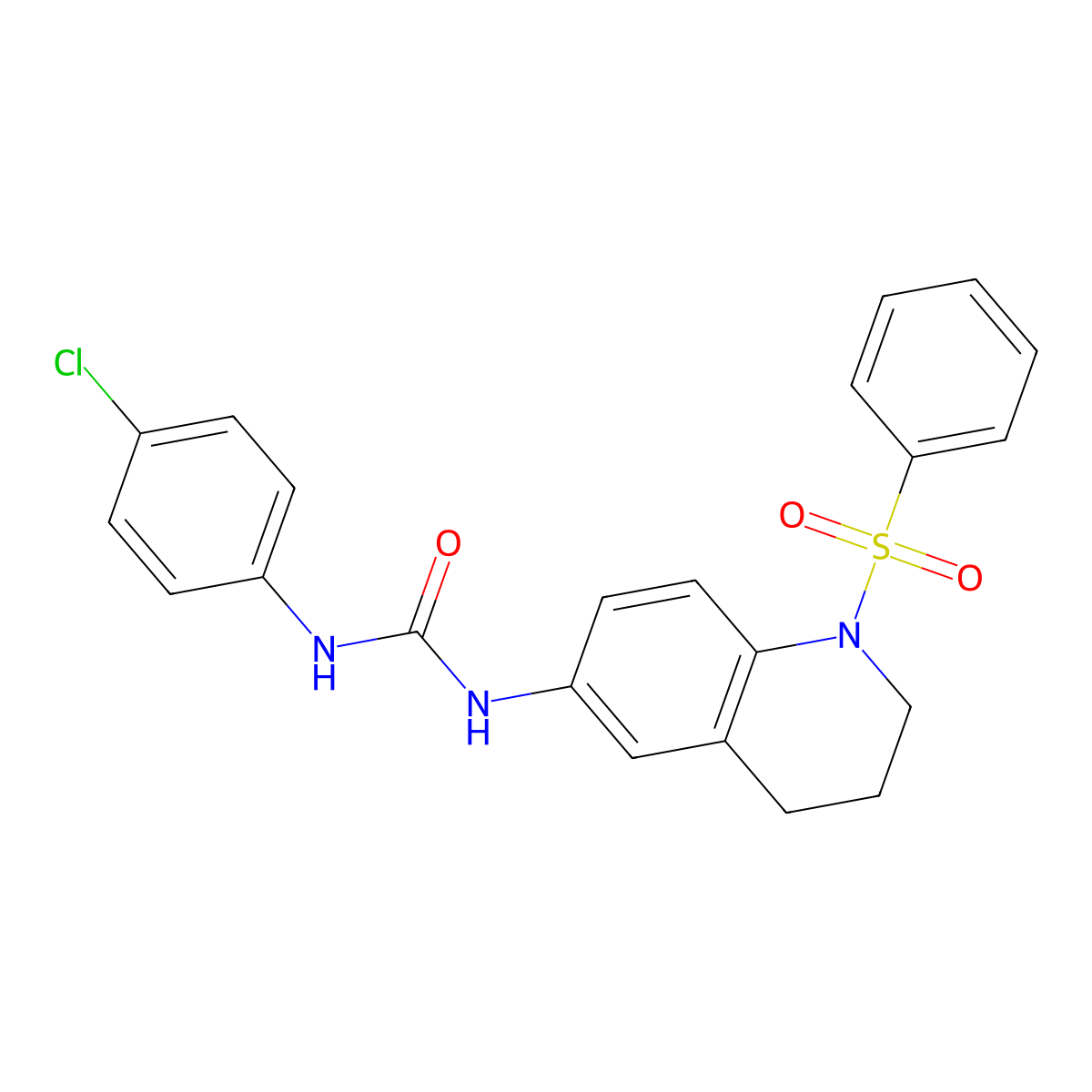 1-(4-Chlorophenyl)-3-(1-(phenylsulfonyl)-1,2,3,4-tetrahydroquinolin-6-yl)urea molecular structure, CAS 1203352-28-6