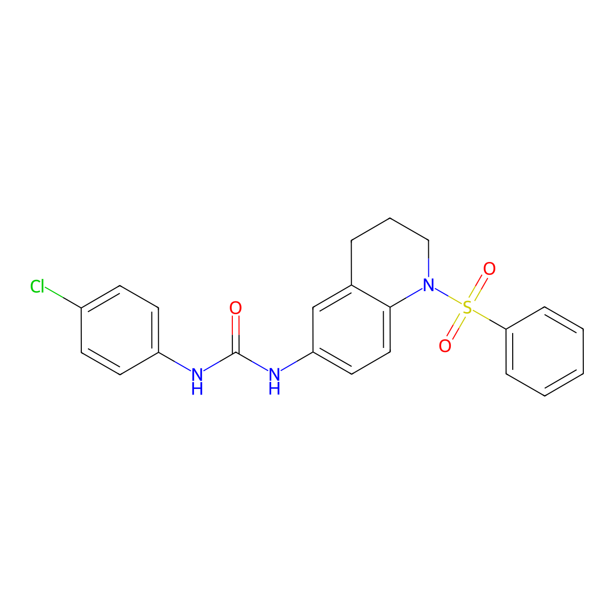 1-(4-Chlorophenyl)-3-(1-(phenylsulfonyl)-1,2,3,4-tetrahydroquinolin-6-yl)urea molecular structure, CAS 1203352-28-6