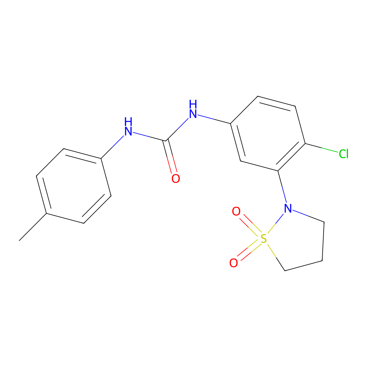 1-(4-Chloro-3-(1,1-dioxidoisothiazolidin-2-yl)phenyl)-3-(p-tolyl)urea molecular structure, CAS 1203354-96-4
