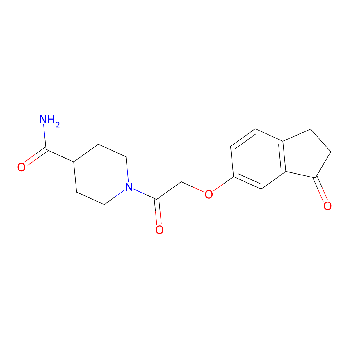 1-{2-[(3-oxo-2,3-dihydro-1H-inden-5-yl)oxy]acetyl}piperidine-4-carboxamide molecular structure, CAS 1203355-66-1