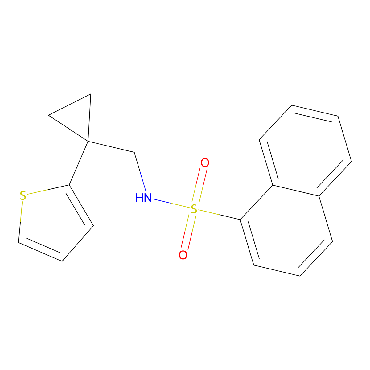 N-{[1-(thiophen-2-yl)cyclopropyl]methyl}naphthalene-1-sulfonamide molecular structure, CAS 1203356-91-5