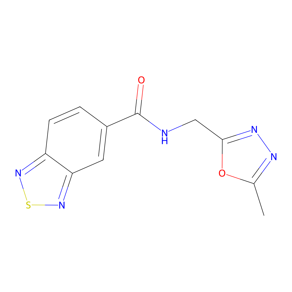 N-((5-methyl-1,3,4-oxadiazol-2-yl)methyl)benzo[c][1,2,5]thiadiazole-5-carboxamide molecular structure, CAS 1203356-94-8