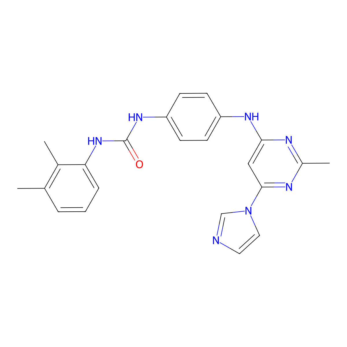 1-(4-((6-(1H-imidazol-1-yl)-2-methylpyrimidin-4-yl)amino)phenyl)-3-(2,3-dimethylphenyl)urea molecular structure, CAS 1203357-02-1