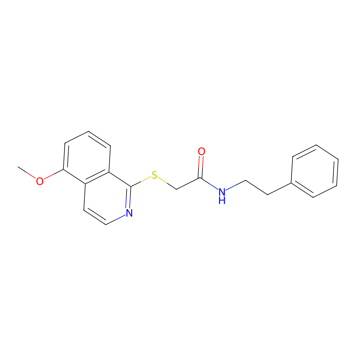 2-((5-methoxyisoquinolin-1-yl)thio)-N-phenethylacetamide molecular structure, CAS 1203358-34-2