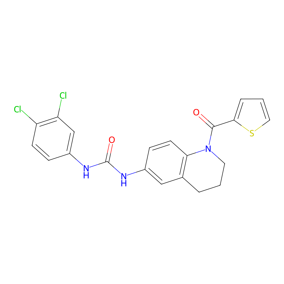 1-(3,4-Dichlorophenyl)-3-[1-(thiophene-2-carbonyl)-1,2,3,4-tetrahydroquinolin-6-yl]urea molecular structure, CAS 1203358-85-3