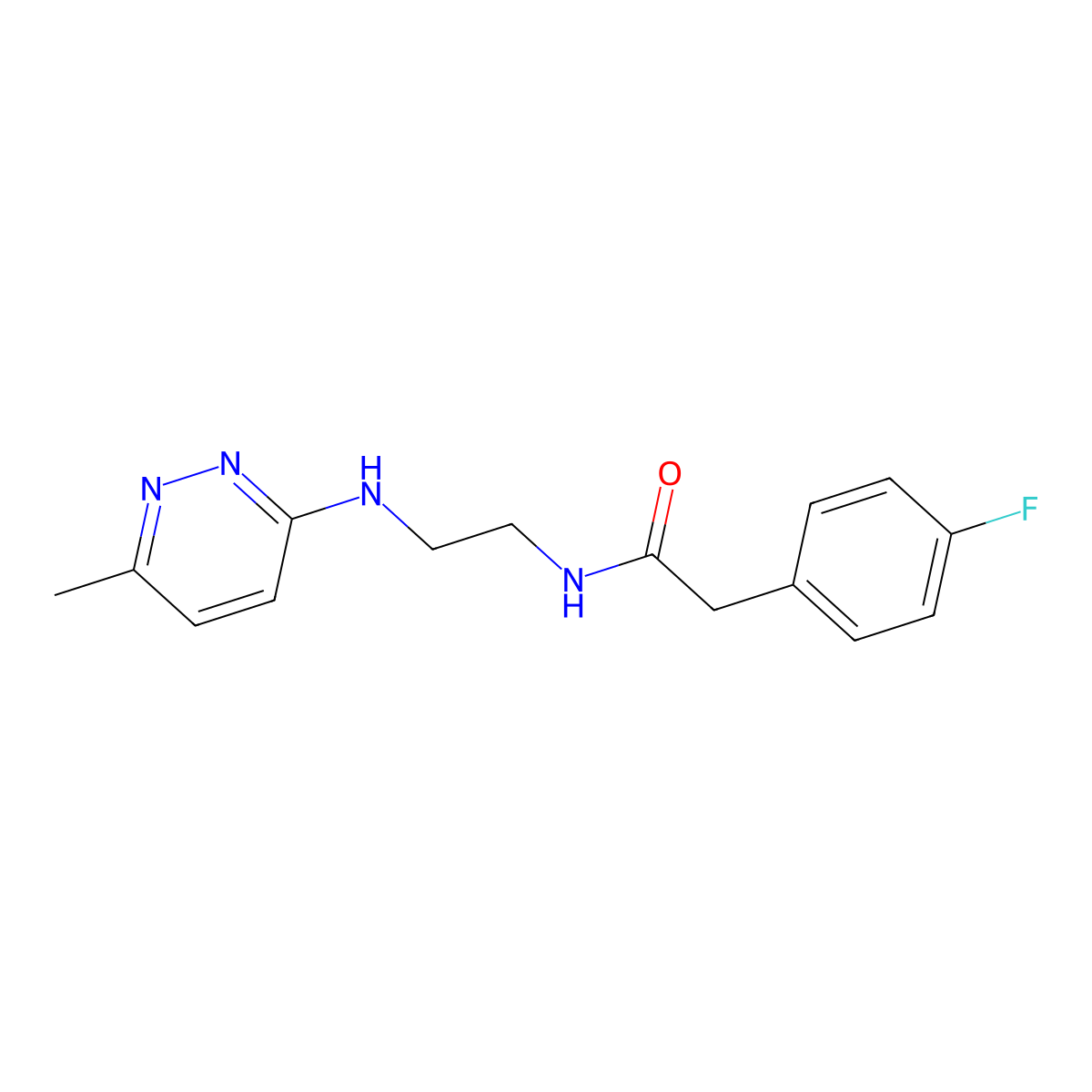 2-(4-fluorophenyl)-N-(2-((6-methylpyridazin-3-yl)amino)ethyl)acetamide molecular structure, CAS 1203360-47-7