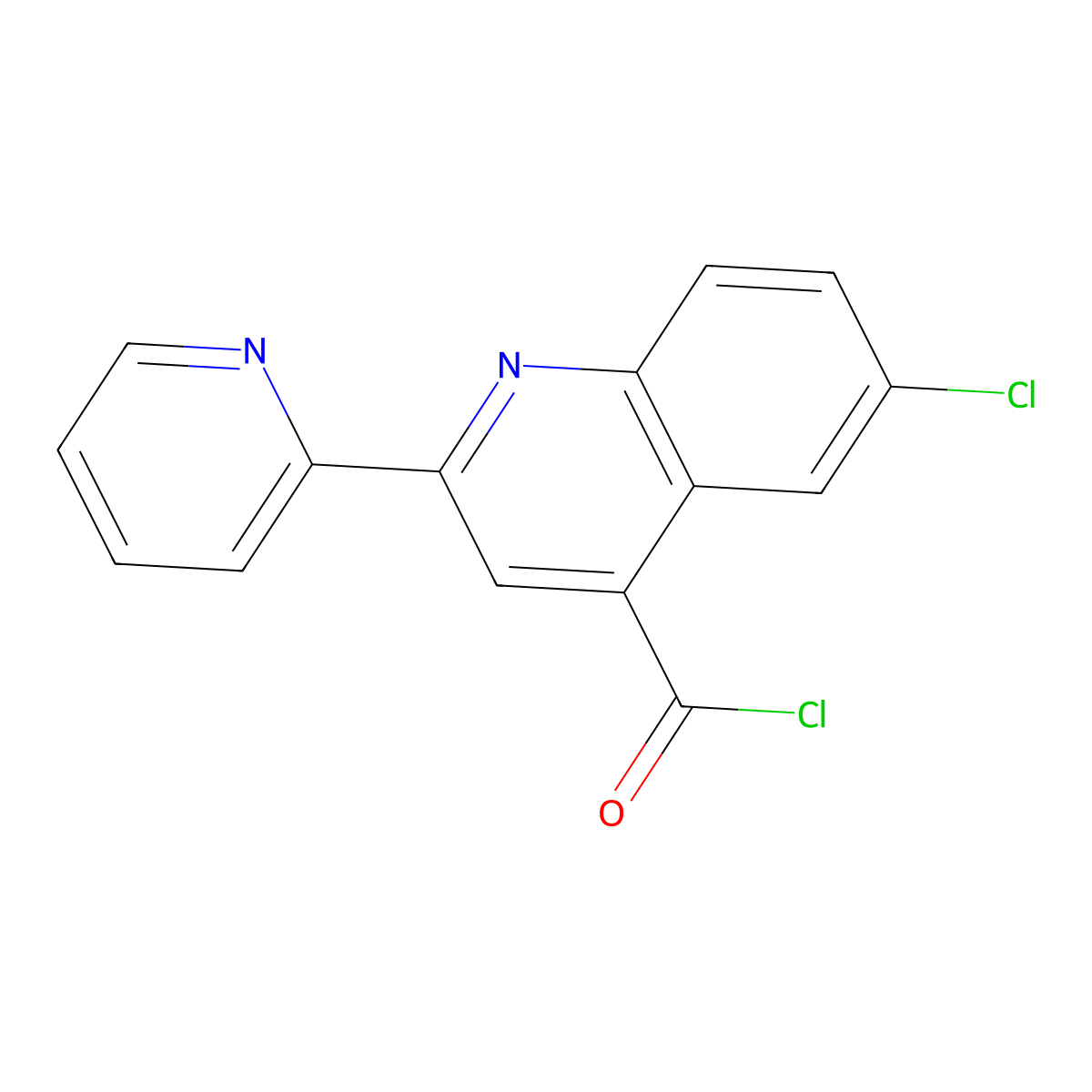 6-Chloro-2-pyridin-2-ylquinoline-4-carbonyl chloride hydrochloride molecular structure, CAS 1203360-94-4