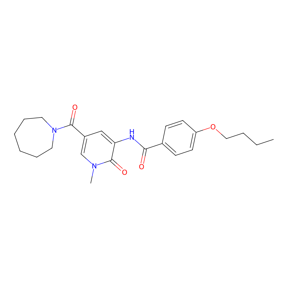 N-[5-(azepane-1-carbonyl)-1-methyl-2-oxo-1,2-dihydropyridin-3-yl]-4-butoxybenzamide molecular structure, CAS 1203361-09-4