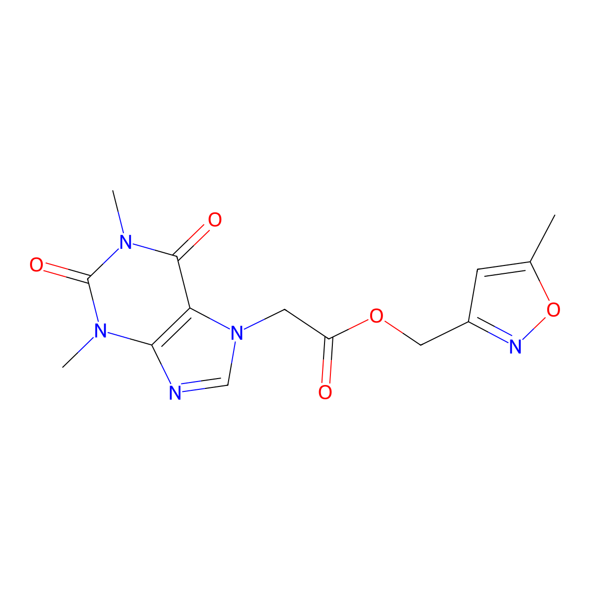 (5-methylisoxazol-3-yl)methyl 2-(1,3-dimethyl-2,6-dioxo-2,3-dihydro-1H-purin-7(6H)-yl)acetate molecular structure, CAS 1203362-05-3