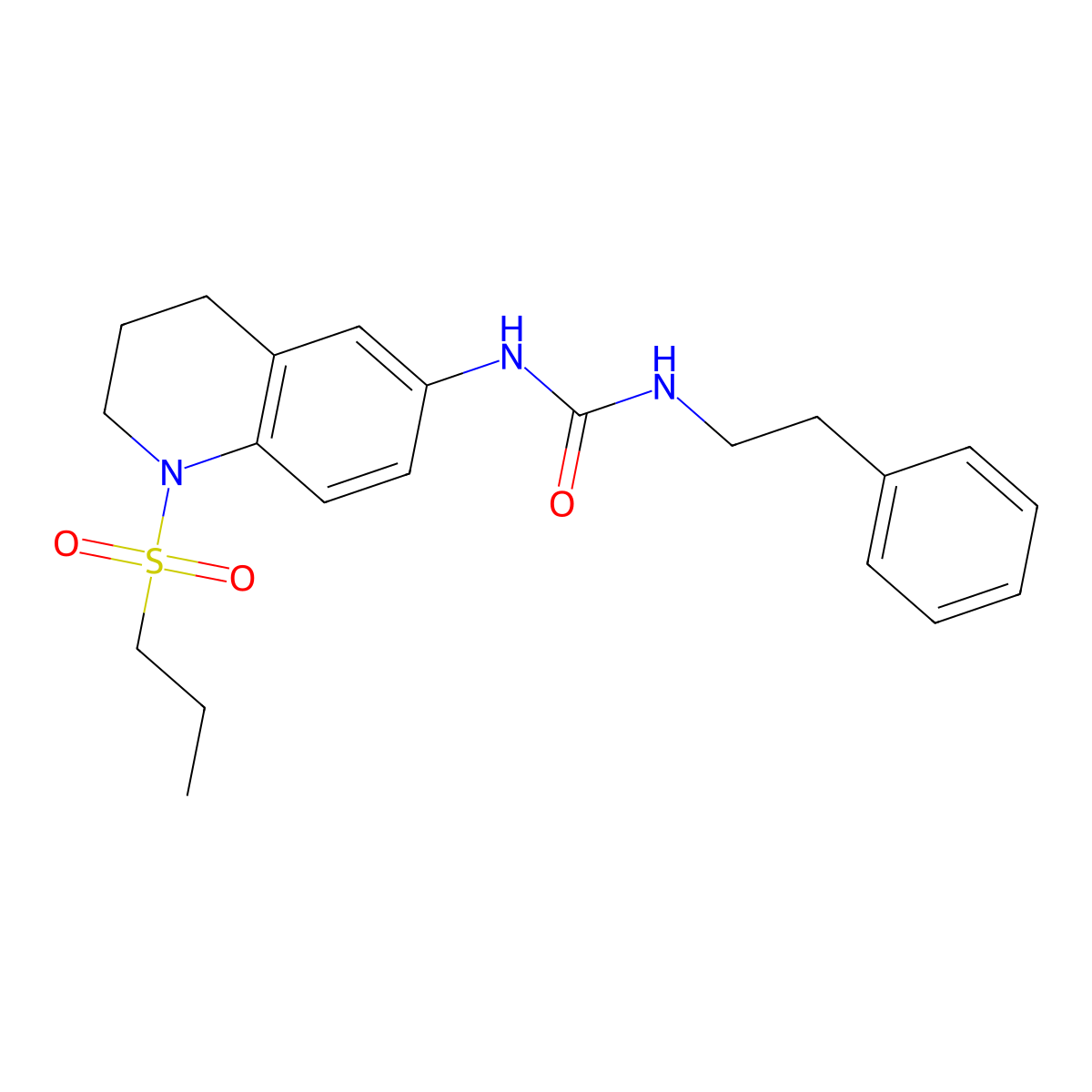 1-Phenethyl-3-(1-(propylsulfonyl)-1,2,3,4-tetrahydroquinolin-6-yl)urea molecular structure, CAS 1203364-00-4