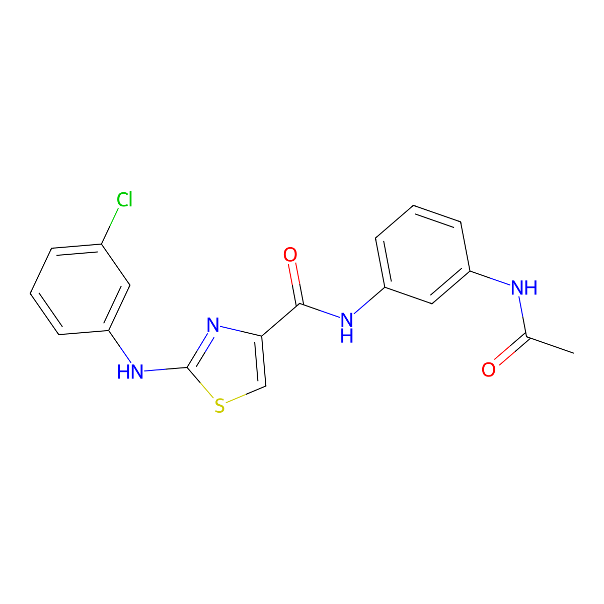N-(3-acetamidophenyl)-2-((3-chlorophenyl)amino)thiazole-4-carboxamide molecular structure, CAS 1203364-15-1