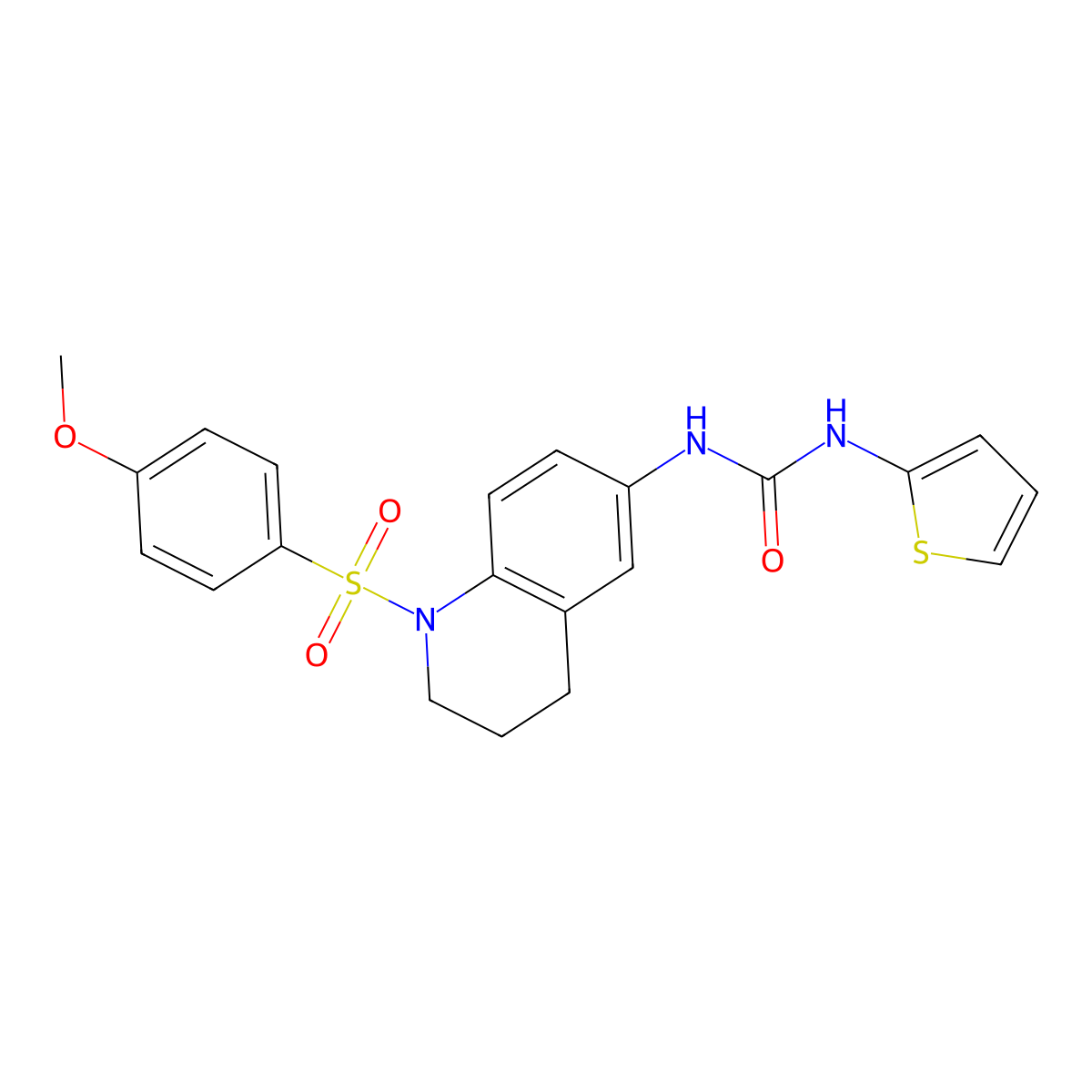 1-(1-((4-Methoxyphenyl)sulfonyl)-1,2,3,4-tetrahydroquinolin-6-yl)-3-(thiophen-2-yl)urea molecular structure, CAS 1203364-16-2