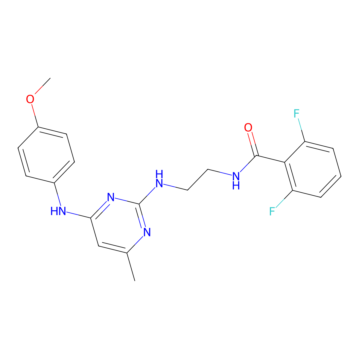 2,6-difluoro-N-[2-({4-[(4-methoxyphenyl)amino]-6-methylpyrimidin-2-yl}amino)ethyl]benzamide molecular structure, CAS 1203364-27-5