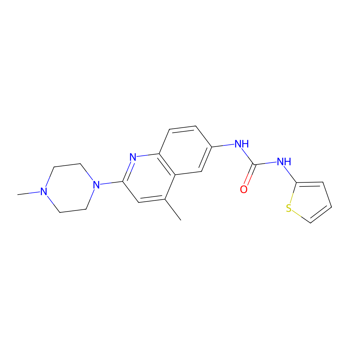 1-[4-Methyl-2-(4-methylpiperazin-1-yl)quinolin-6-yl]-3-(thiophen-2-yl)urea molecular structure, CAS 1203364-56-0