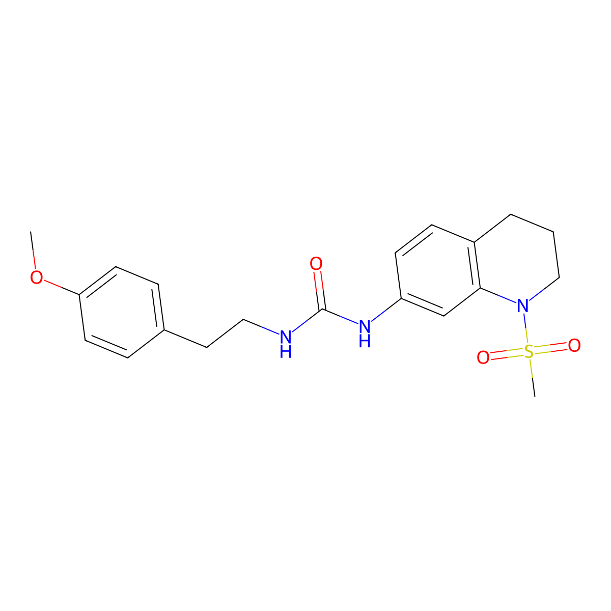 1-(4-Methoxyphenethyl)-3-(1-(methylsulfonyl)-1,2,3,4-tetrahydroquinolin-7-yl)urea molecular structure, CAS 1203365-34-7
