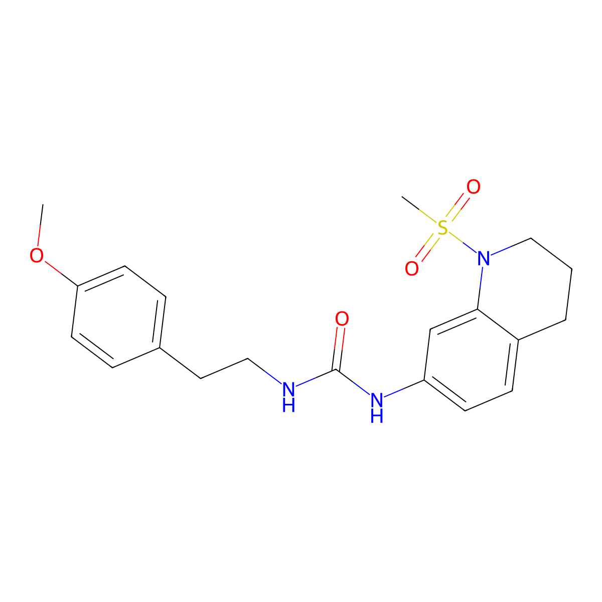 1-(4-Methoxyphenethyl)-3-(1-(methylsulfonyl)-1,2,3,4-tetrahydroquinolin-7-yl)urea molecular structure, CAS 1203365-34-7