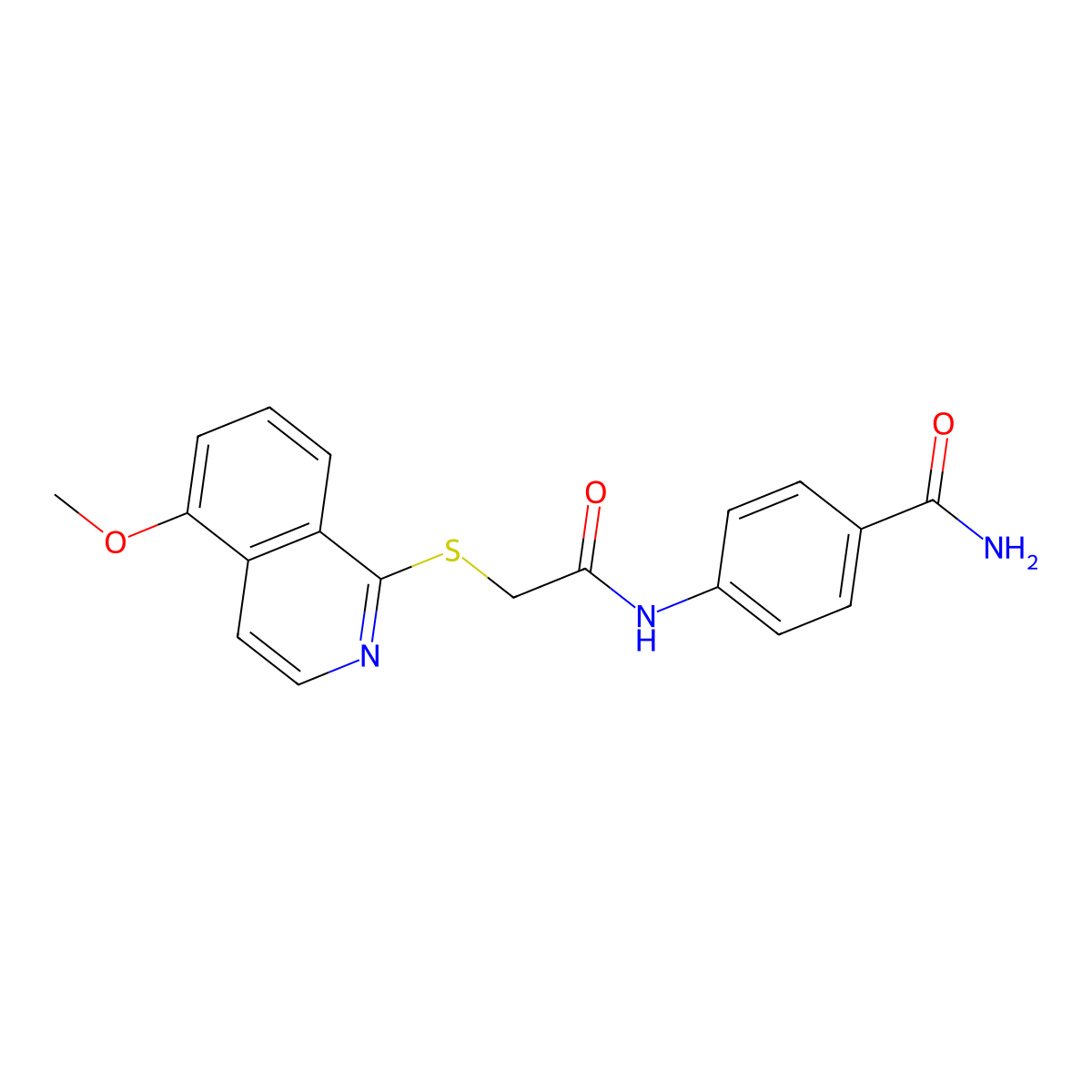 4-(2-((5-Methoxyisoquinolin-1-yl)thio)acetamido)benzamide molecular structure, CAS 1203365-39-2