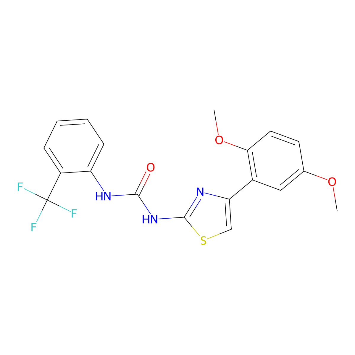 1-(4-(2,5-Dimethoxyphenyl)thiazol-2-yl)-3-(2-(trifluoromethyl)phenyl)urea molecular structure, CAS 1203365-70-1