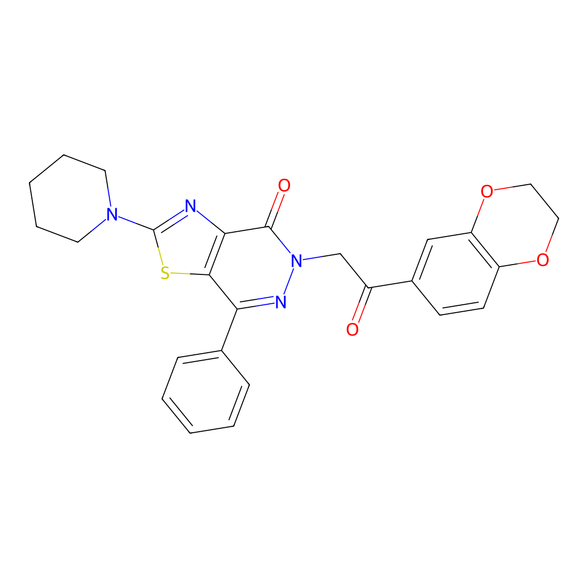 5-(2-(2,3-dihydrobenzo[b][1,4]dioxin-6-yl)-2-oxoethyl)-7-phenyl-2-(piperidin-1-yl)thiazolo[4,5-d]pyridazin-4(5H)-one molecular structure, CAS 1203366-60-2