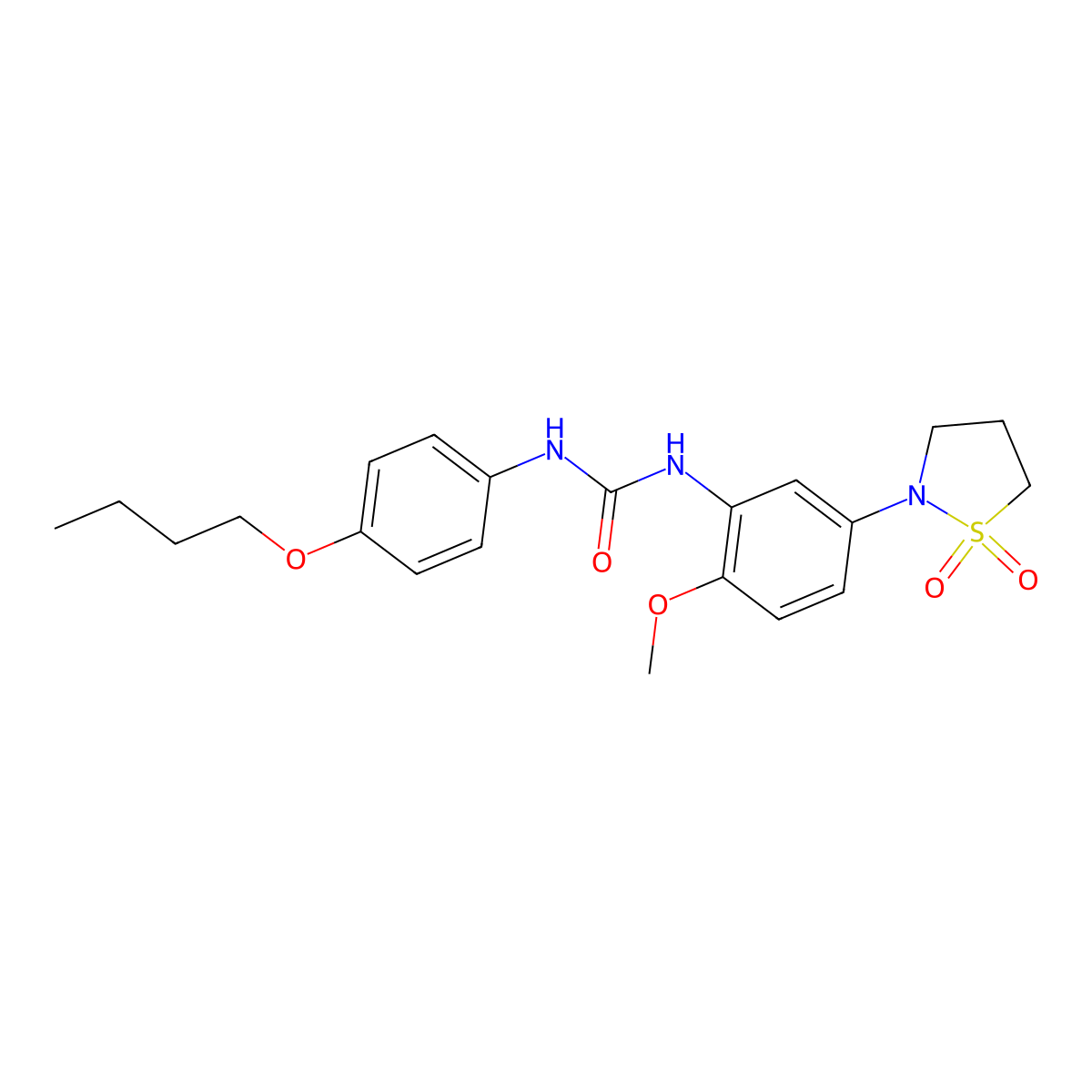 1-(4-Butoxyphenyl)-3-(5-(1,1-dioxidoisothiazolidin-2-yl)-2-methoxyphenyl)urea molecular structure, CAS 1203366-70-4
