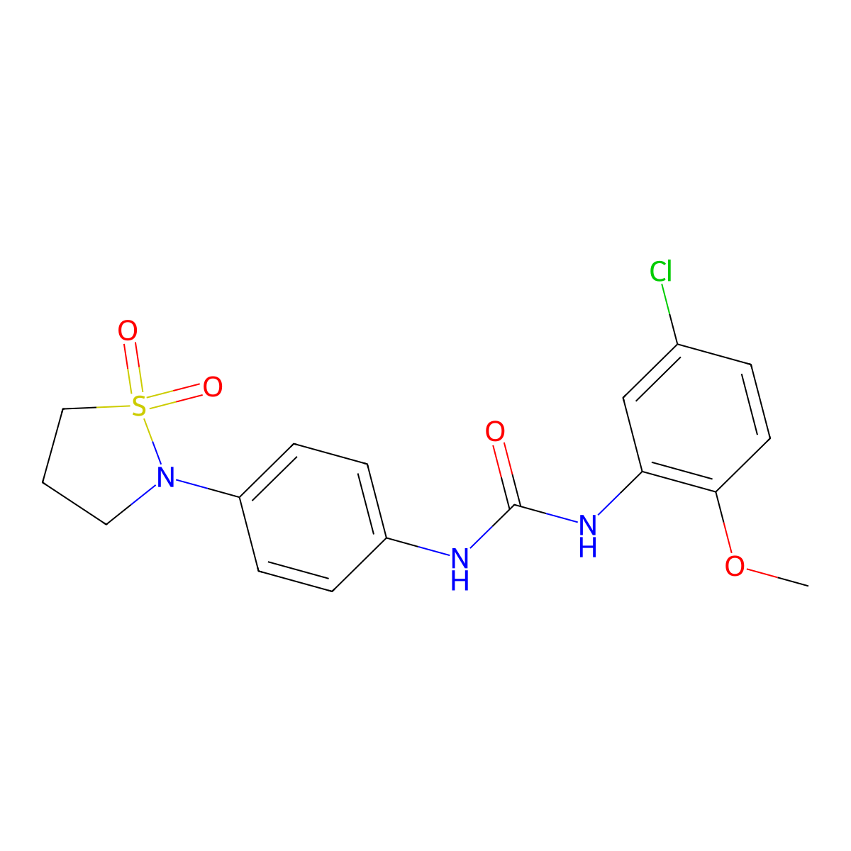 1-(5-Chloro-2-methoxyphenyl)-3-(4-(1,1-dioxidoisothiazolidin-2-yl)phenyl)urea molecular structure, CAS 1203366-74-8