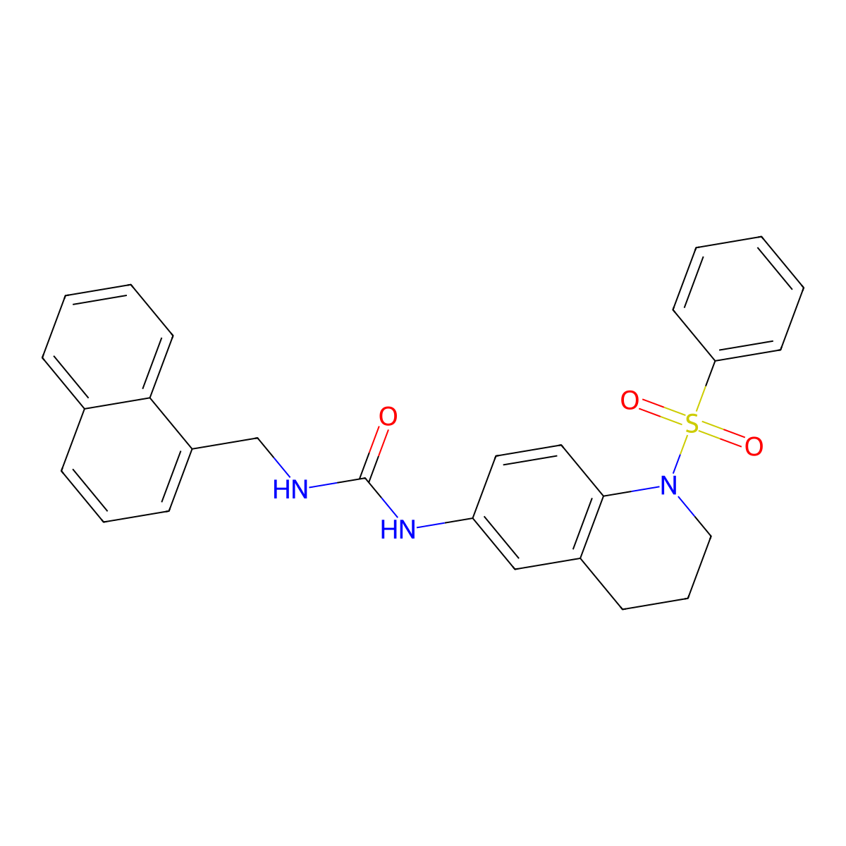 1-(Naphthalen-1-ylmethyl)-3-(1-(phenylsulfonyl)-1,2,3,4-tetrahydroquinolin-6-yl)urea molecular structure, CAS 1203366-86-2